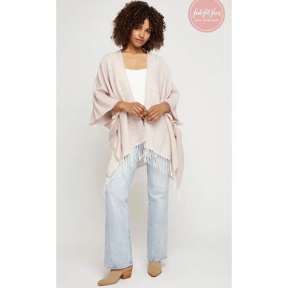 Gentle Fawn Women's Lt Pink Cover Up Fringed Kimono Shawl Coverup | Size M/L NWT - Picture 1 of 7